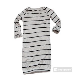 Everly Grey Super Soft Tan Black Stripe Neutral Baby Gown Size 0-3 Month